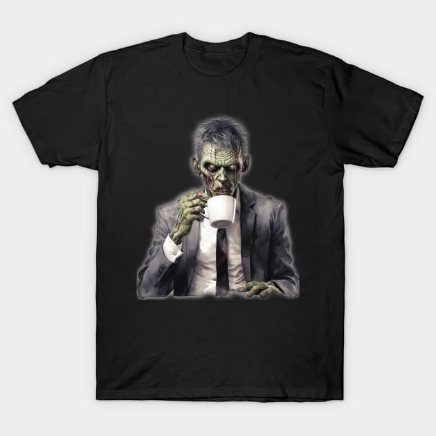 Zombie Drinking Coffee T-Shirt by Shock Emporium